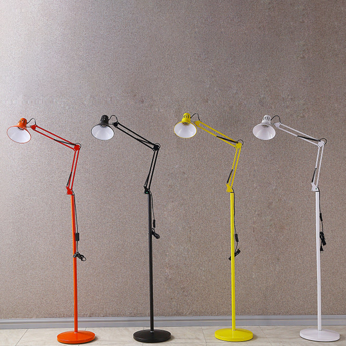Contemporary Scandinavian Retractable Swivel Round Iron 1-Light Standing Floor Lamp