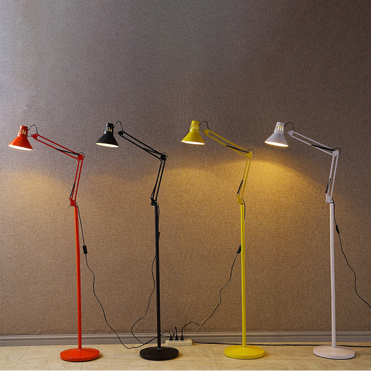 Contemporary Scandinavian Retractable Swivel Round Iron 1-Light Standing Floor Lamp