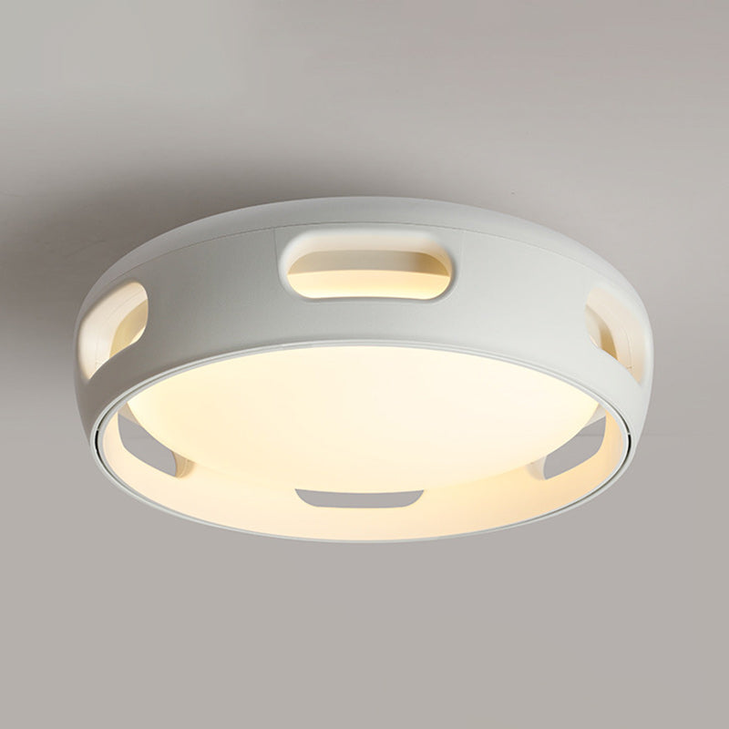 Contemporary Nordic Round Bladeless PC Acrylic LED Semi Flush Mount Ceiling Fan Light