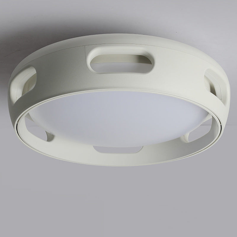 Contemporary Nordic Round Bladeless PC Acrylic LED Semi Flush Mount Ceiling Fan Light