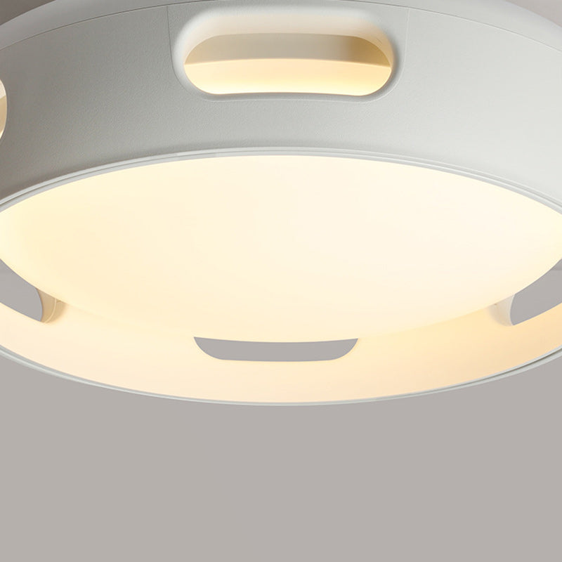 Contemporary Nordic Round Bladeless PC Acrylic LED Semi Flush Mount Ceiling Fan Light