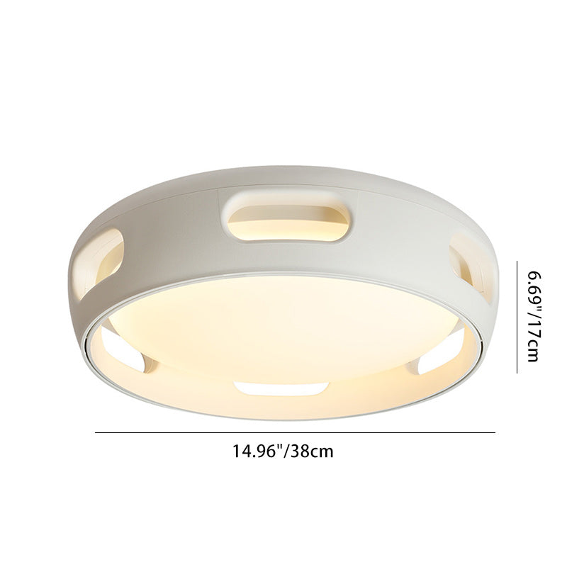 Contemporary Nordic Round Bladeless PC Acrylic LED Semi Flush Mount Ceiling Fan Light