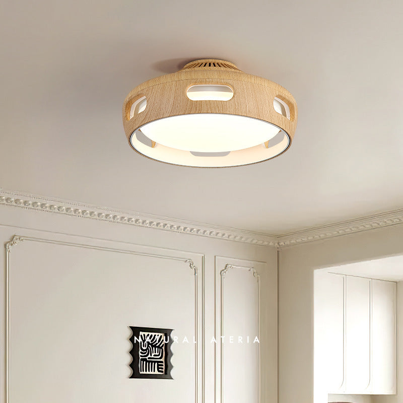 Contemporary Nordic Round Bladeless PC Acrylic LED Semi Flush Mount Ceiling Fan Light
