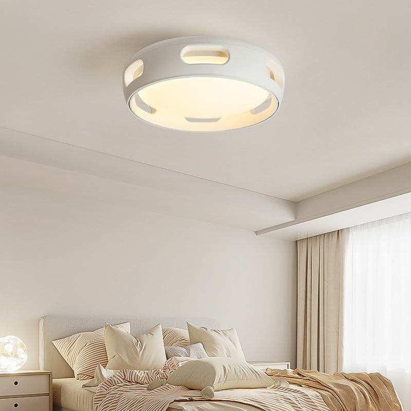 Contemporary Nordic Round Bladeless PC Acrylic LED Semi Flush Mount Ceiling Fan Light