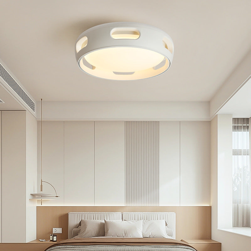 Contemporary Nordic Round Bladeless PC Acrylic LED Semi Flush Mount Ceiling Fan Light