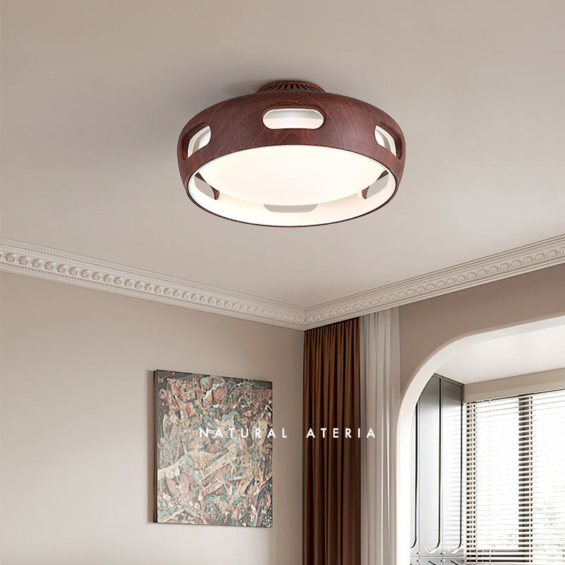 Contemporary Nordic Round Bladeless PC Acrylic LED Semi Flush Mount Ceiling Fan Light