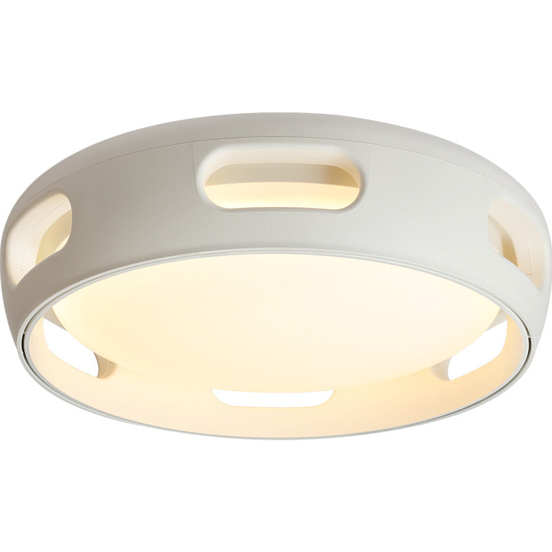 Contemporary Nordic Round Bladeless PC Acrylic LED Semi Flush Mount Ceiling Fan Light