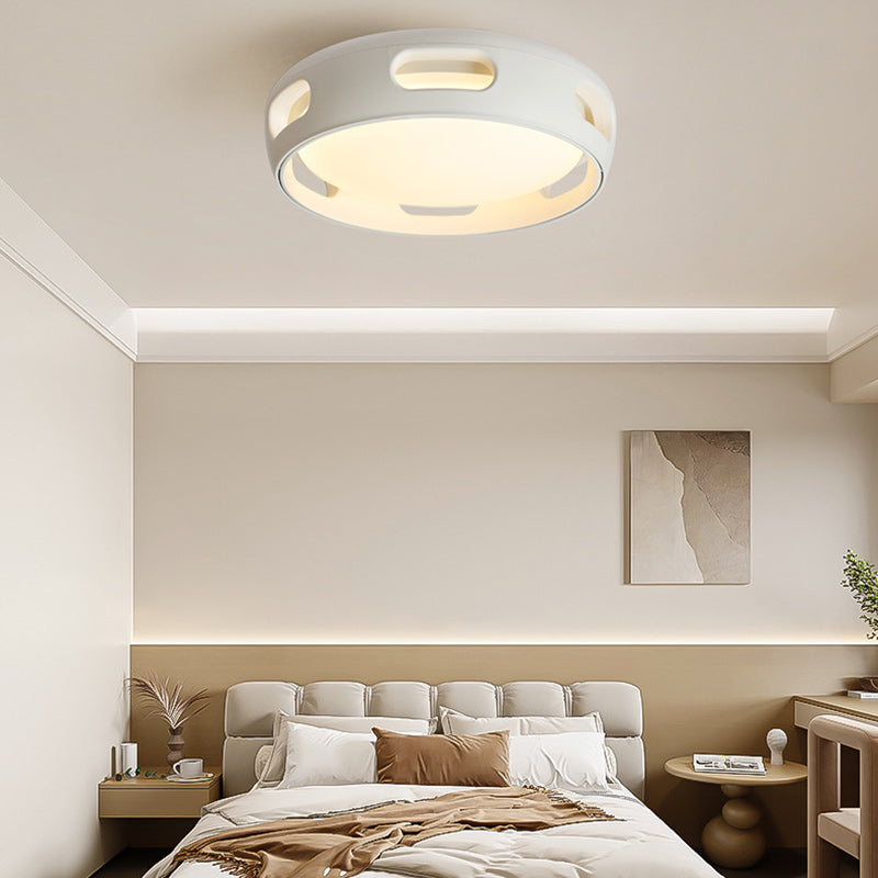 Contemporary Nordic Round Bladeless PC Acrylic LED Semi Flush Mount Ceiling Fan Light
