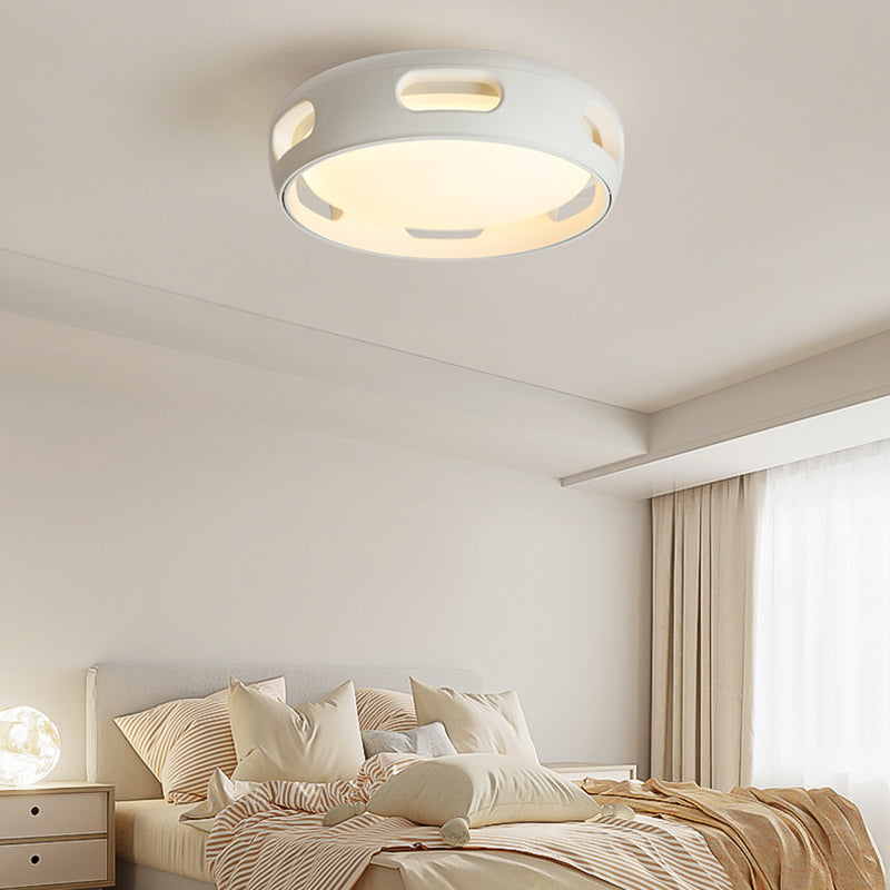 Contemporary Nordic Round Bladeless PC Acrylic LED Semi Flush Mount Ceiling Fan Light