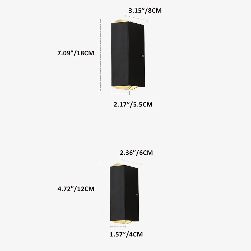 Modern Minimalist Aluminum Hardware Rectangular LED Outdoor Wall Sconce Lamp