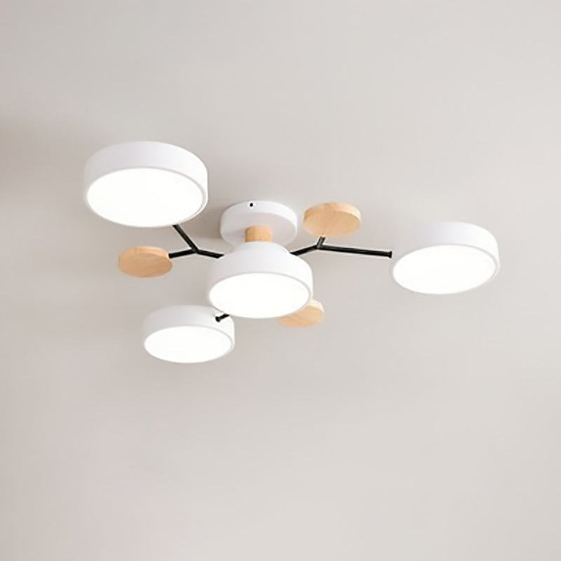 Contemporary Scandinavian Round Molecule Branch Design LED Semi Flush Mount Ceiling Light