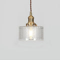 Traditional Japanese Brass Glass Round Jar 1-Light Pendant Light