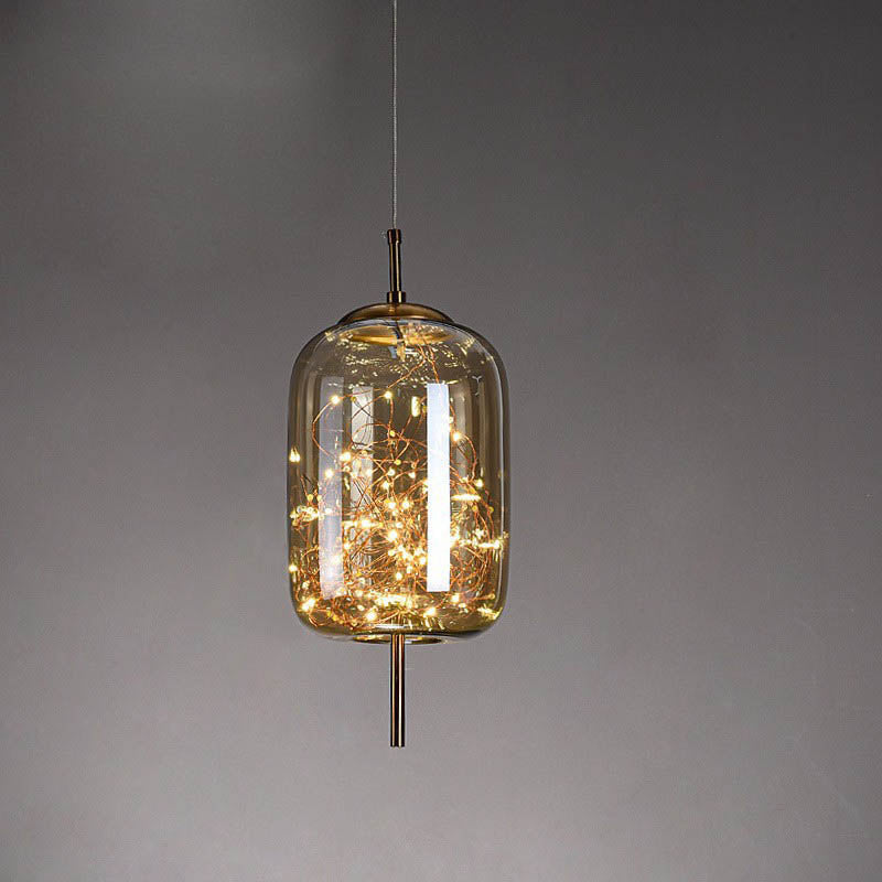 Contemporary Scandinavian Cylinder Oval Glass 1-Light Pendant Light