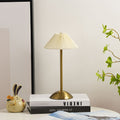 Contemporary Scandinavian Rechargeable Iron Fabric Conic Pleated 1-Light Table Lamp