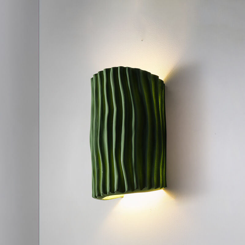 Contemporary Nordic Resin Striped Half Cylinder 2-Light Wall Sconce Lamp