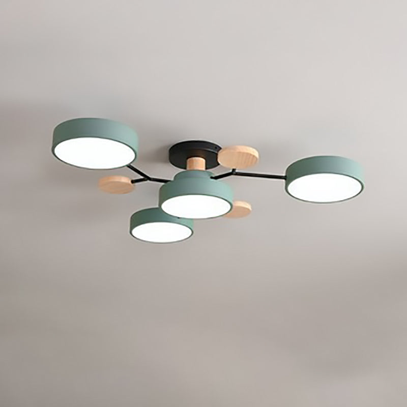 Contemporary Scandinavian Round Molecule Branch Design LED Semi Flush Mount Ceiling Light