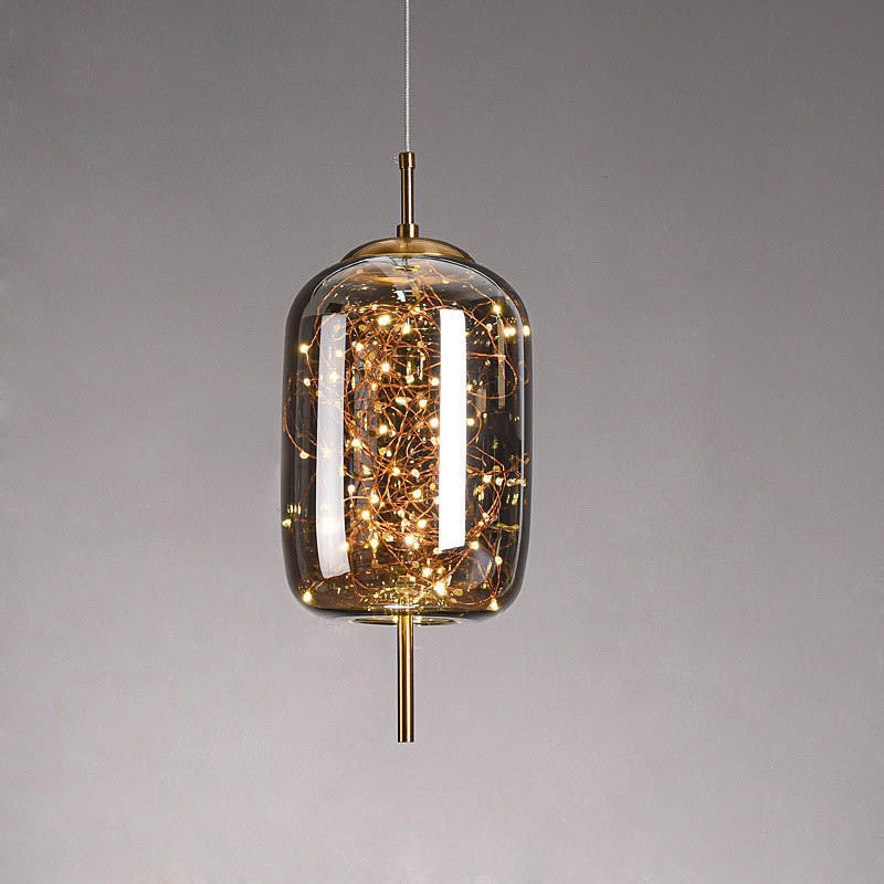 Contemporary Scandinavian Cylinder Oval Glass 1-Light Pendant Light