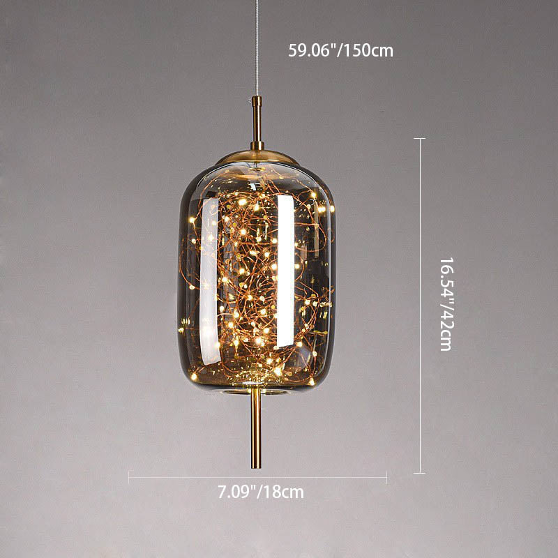 Contemporary Scandinavian Cylinder Oval Glass 1-Light Pendant Light