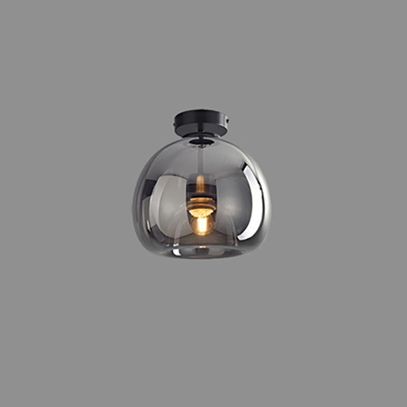 Contemporary Nordic Round Glass Iron Ball 1-Light Semi Flush Mount Ceiling Light
