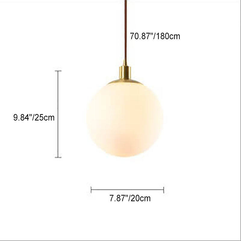 Contemporary Nordic Minimalist White Orb 1-Light Pendant Light