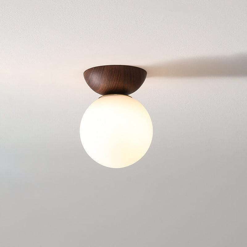 Modern Minimalist Glass Iron Orb 1-Light Semi-Flush Mount Light Pendant Light