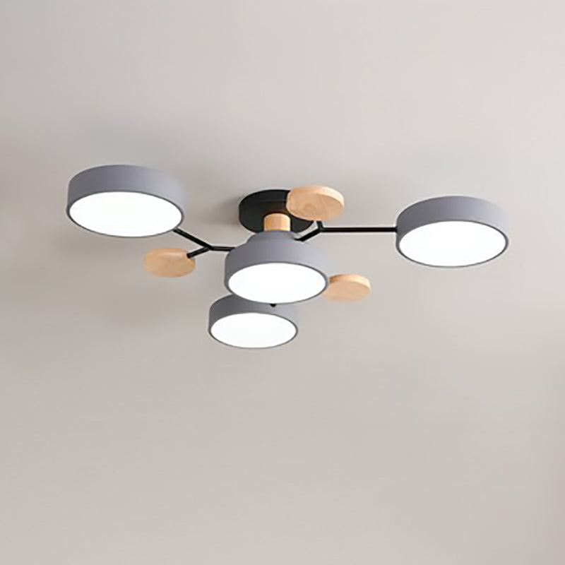 Contemporary Scandinavian Round Molecule Branch Design LED Semi Flush Mount Ceiling Light