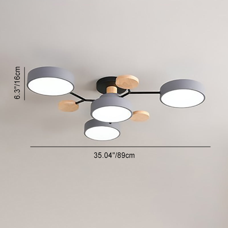 Contemporary Scandinavian Round Molecule Branch Design LED Semi Flush Mount Ceiling Light