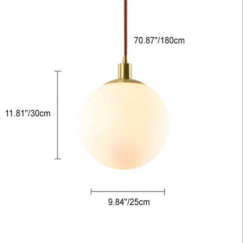 Contemporary Nordic Minimalist White Orb 1-Light Pendant Light