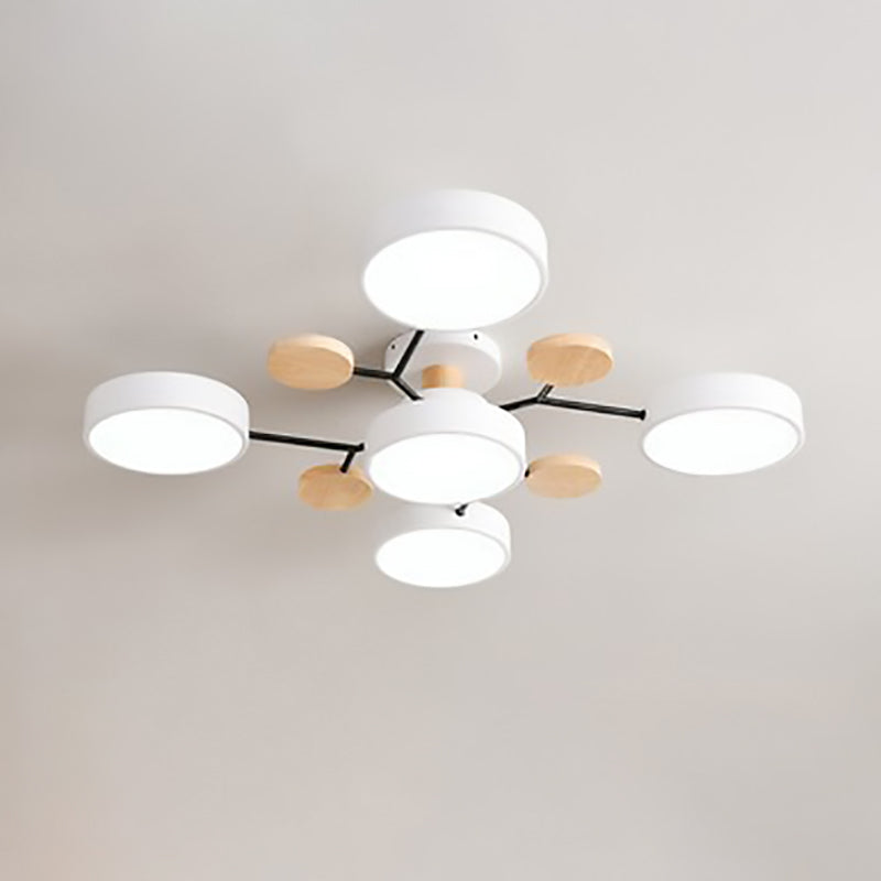 Contemporary Scandinavian Round Molecule Branch Design LED Semi Flush Mount Ceiling Light