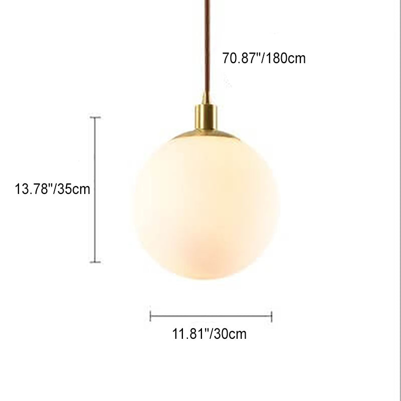 Contemporary Nordic Minimalist White Orb 1-Light Pendant Light