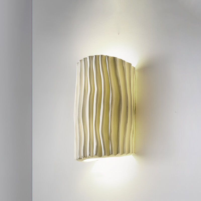 Contemporary Nordic Resin Striped Half Cylinder 2-Light Wall Sconce Lamp