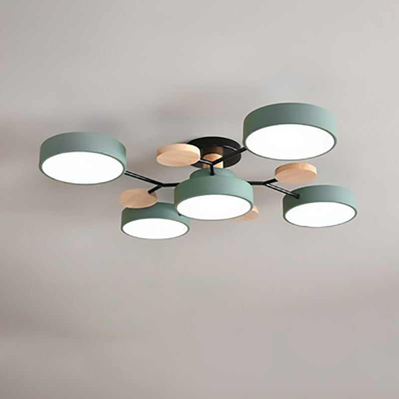 Contemporary Scandinavian Round Molecule Branch Design LED Semi Flush Mount Ceiling Light