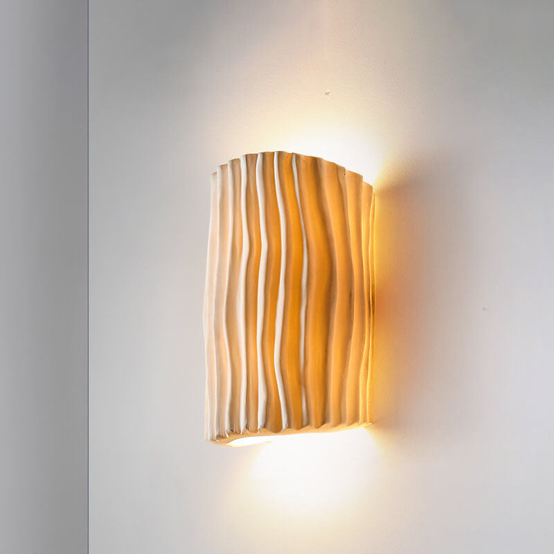 Contemporary Nordic Resin Striped Half Cylinder 2-Light Wall Sconce Lamp