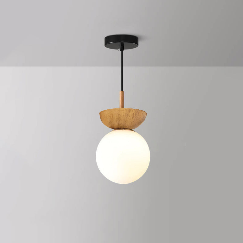 Modern Minimalist Glass Iron Orb 1-Light Semi-Flush Mount Light Pendant Light