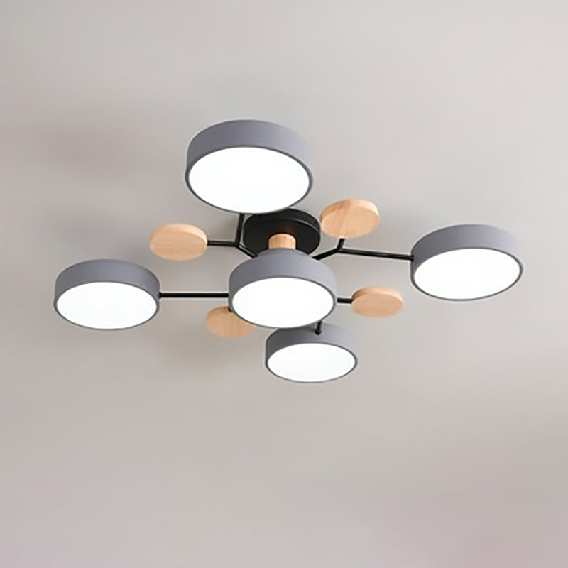 Contemporary Scandinavian Round Molecule Branch Design LED Semi Flush Mount Ceiling Light