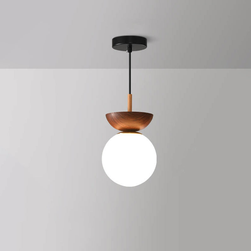 Modern Minimalist Glass Iron Orb 1-Light Semi-Flush Mount Light Pendant Light
