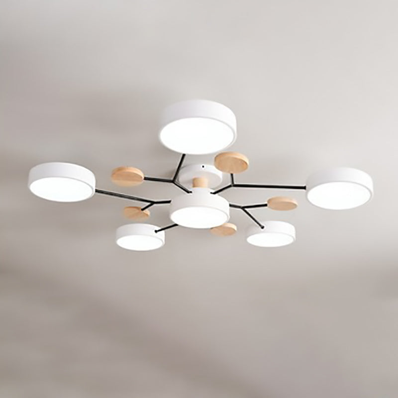 Contemporary Scandinavian Round Molecule Branch Design LED Semi Flush Mount Ceiling Light