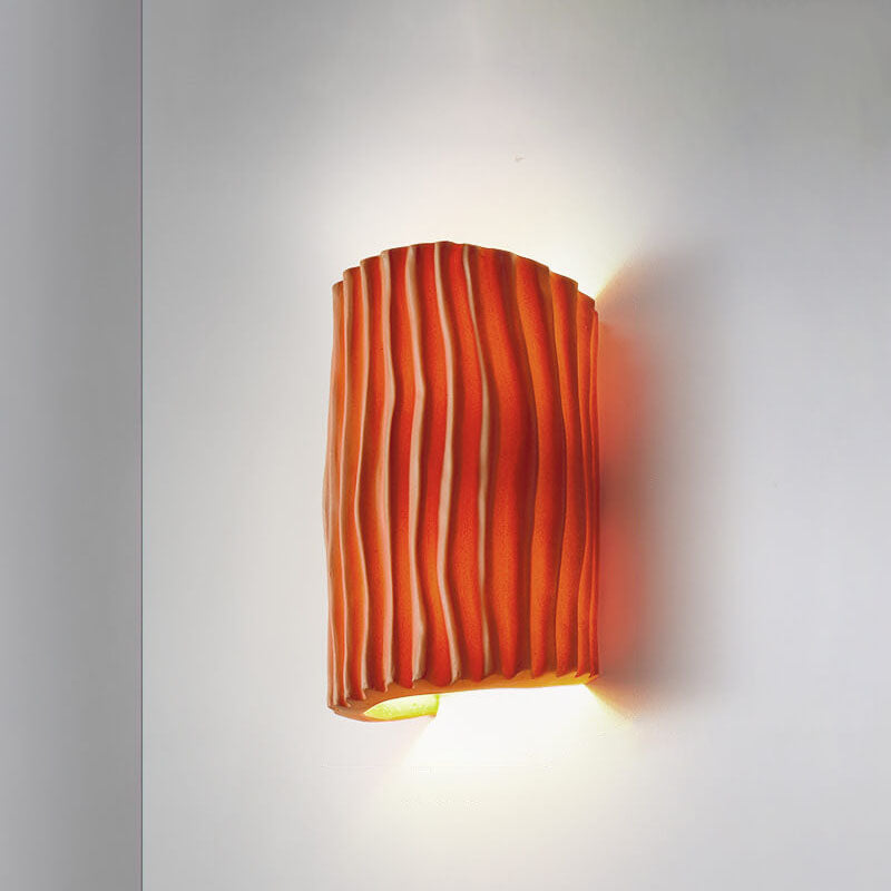 Contemporary Nordic Resin Striped Half Cylinder 2-Light Wall Sconce Lamp