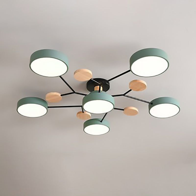Contemporary Scandinavian Round Molecule Branch Design LED Semi Flush Mount Ceiling Light