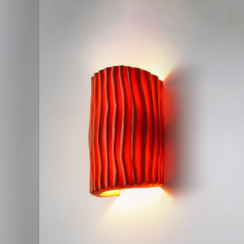 Contemporary Nordic Resin Striped Half Cylinder 2-Light Wall Sconce Lamp