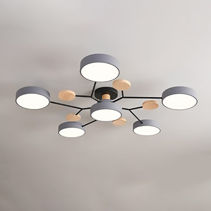 Contemporary Scandinavian Round Molecule Branch Design LED Semi Flush Mount Ceiling Light