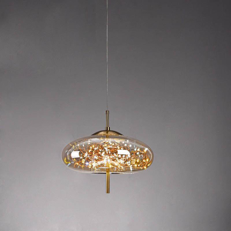 Contemporary Scandinavian Cylinder Oval Glass 1-Light Pendant Light