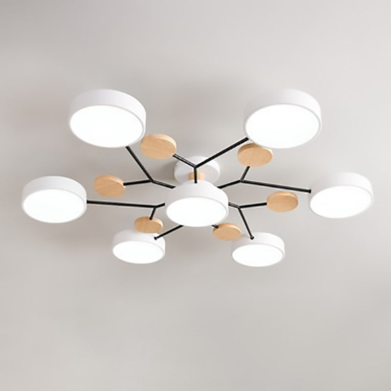 Contemporary Scandinavian Round Molecule Branch Design LED Semi Flush Mount Ceiling Light
