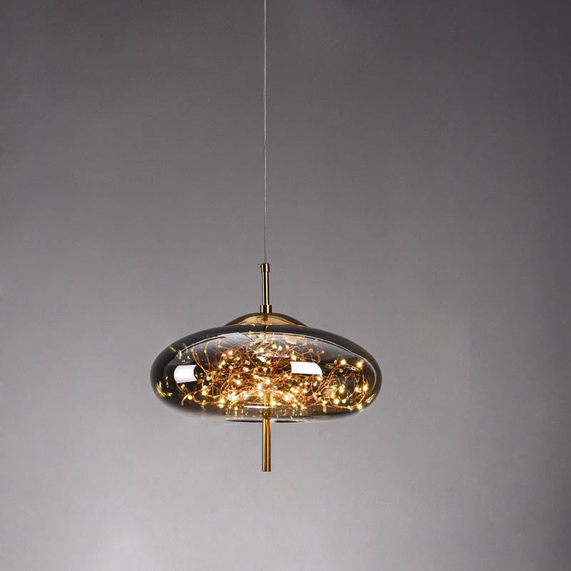 Contemporary Scandinavian Cylinder Oval Glass 1-Light Pendant Light