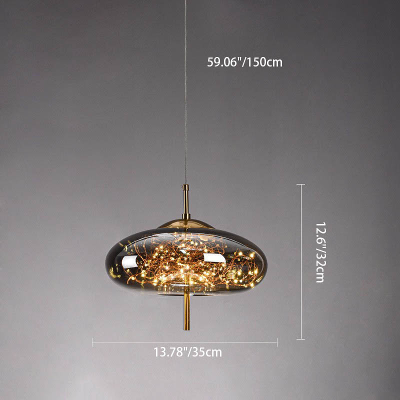 Contemporary Scandinavian Cylinder Oval Glass 1-Light Pendant Light