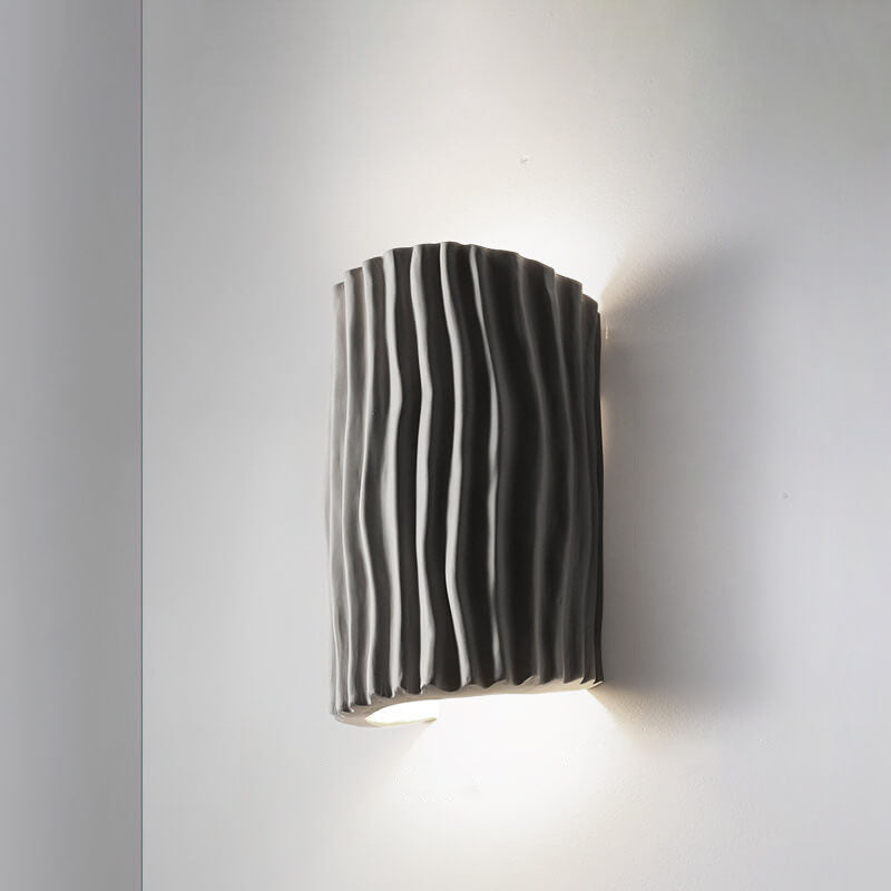 Contemporary Nordic Resin Striped Half Cylinder 2-Light Wall Sconce Lamp