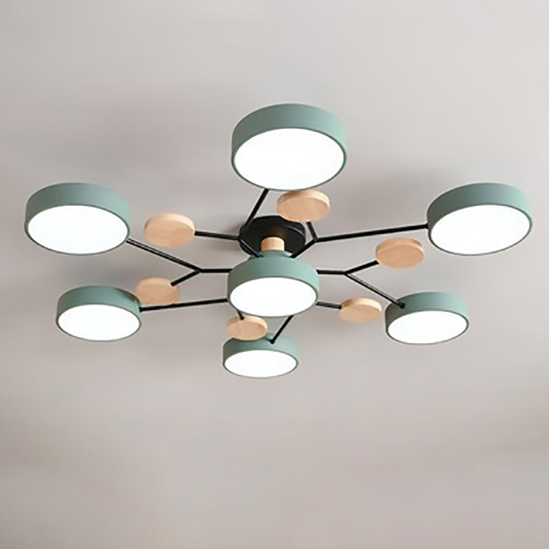 Contemporary Scandinavian Round Molecule Branch Design LED Semi Flush Mount Ceiling Light