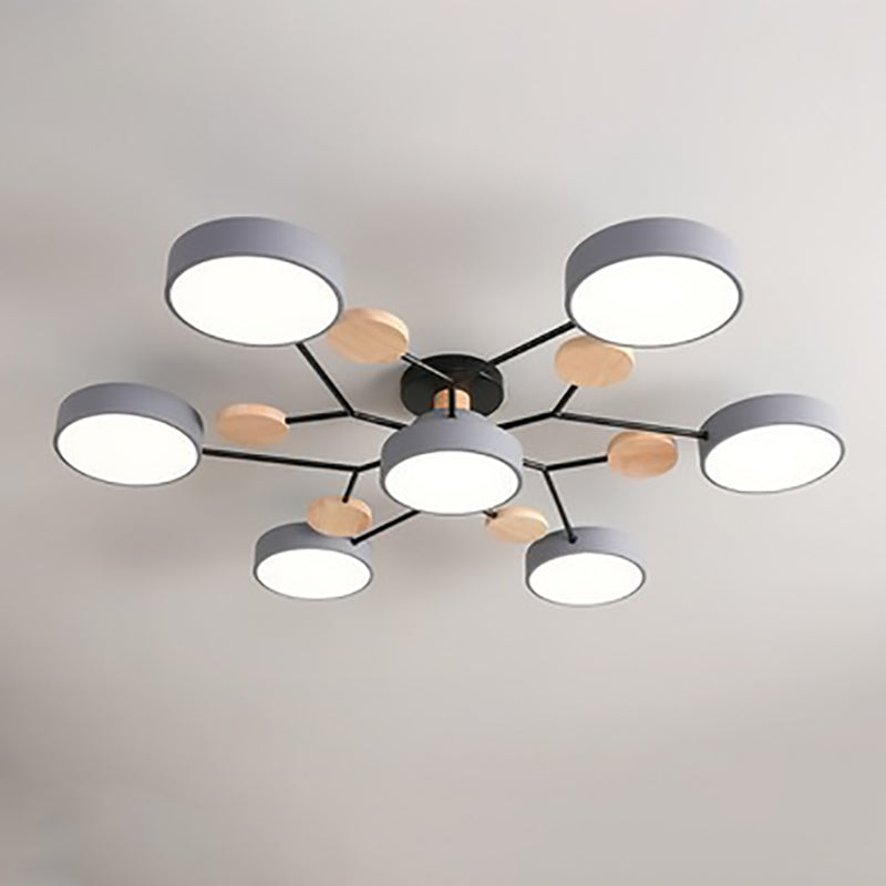 Contemporary Scandinavian Round Molecule Branch Design LED Semi Flush Mount Ceiling Light