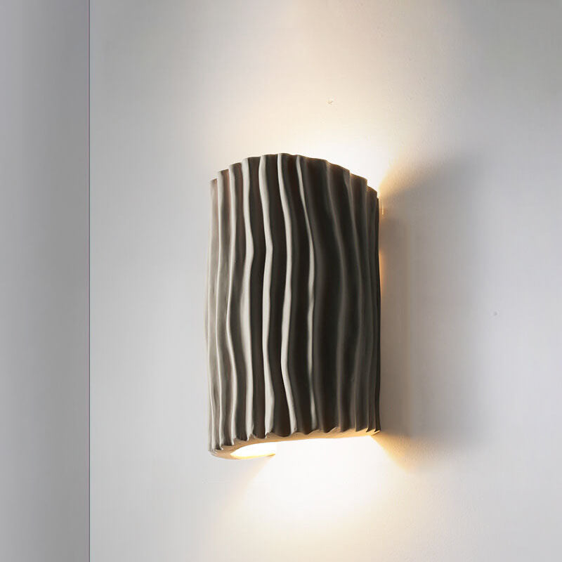 Contemporary Nordic Resin Striped Half Cylinder 2-Light Wall Sconce Lamp