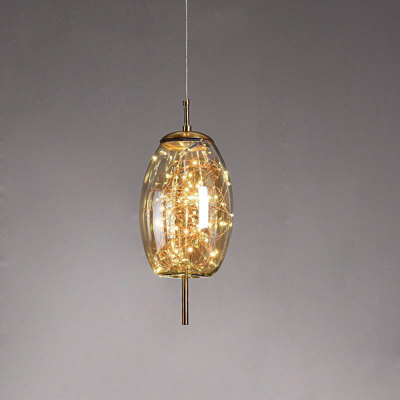 Contemporary Scandinavian Cylinder Oval Glass 1-Light Pendant Light